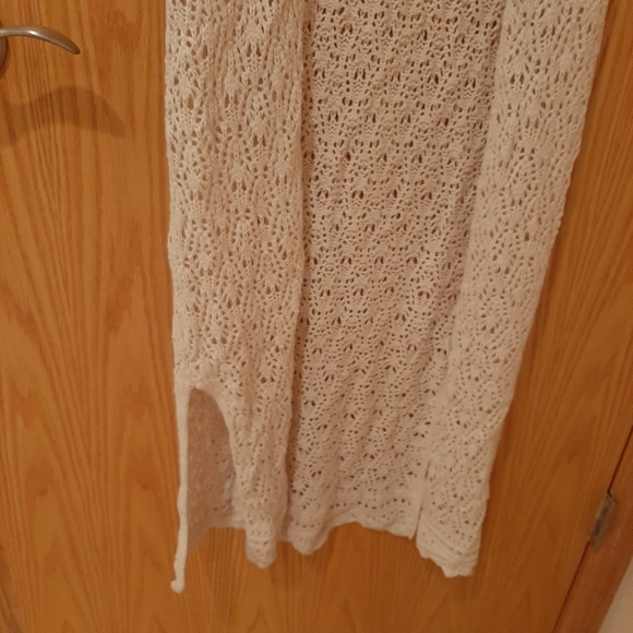 Freshman 1996 Boho Maxi Crochet Cardigan Open Sleeveless Cream Color Size XS NWT - Picture 10 of 16